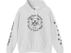 PittieLove Rescue "Save a Velvet Hippo" Hoodie — Dog Rescue Paw-Print Sweatshirt