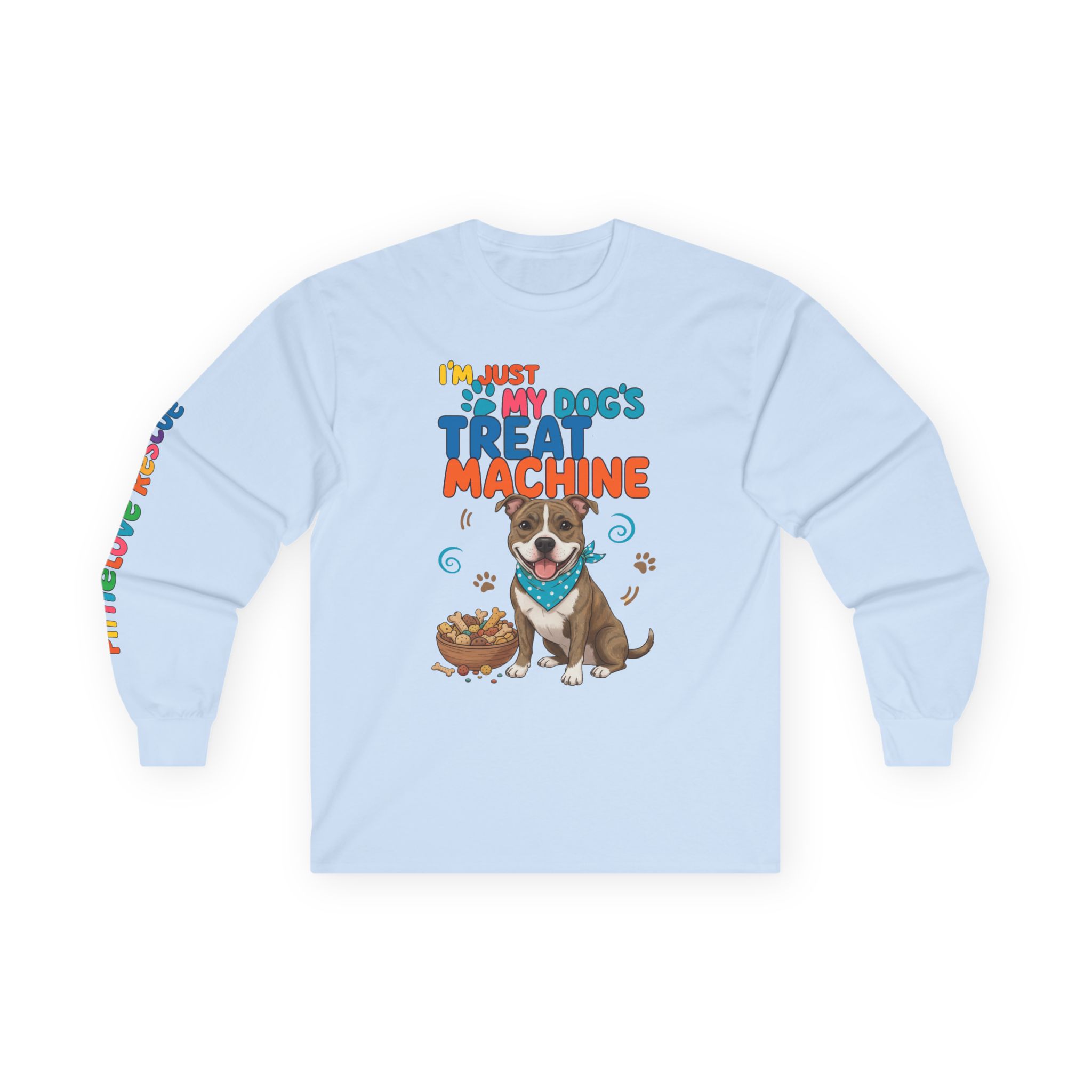 Dog Treat Machine Long Sleeve Tee — Cute Pit Bull Paw Print Graphic - Image 13