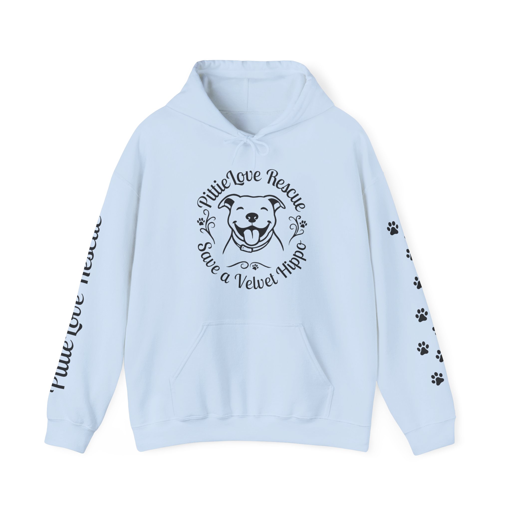 Pit Bull Rescue Hoodie – "PittieLove Rescue: Save a Velvet Hippo" Paw-Print Sweatshirt - Image 16
