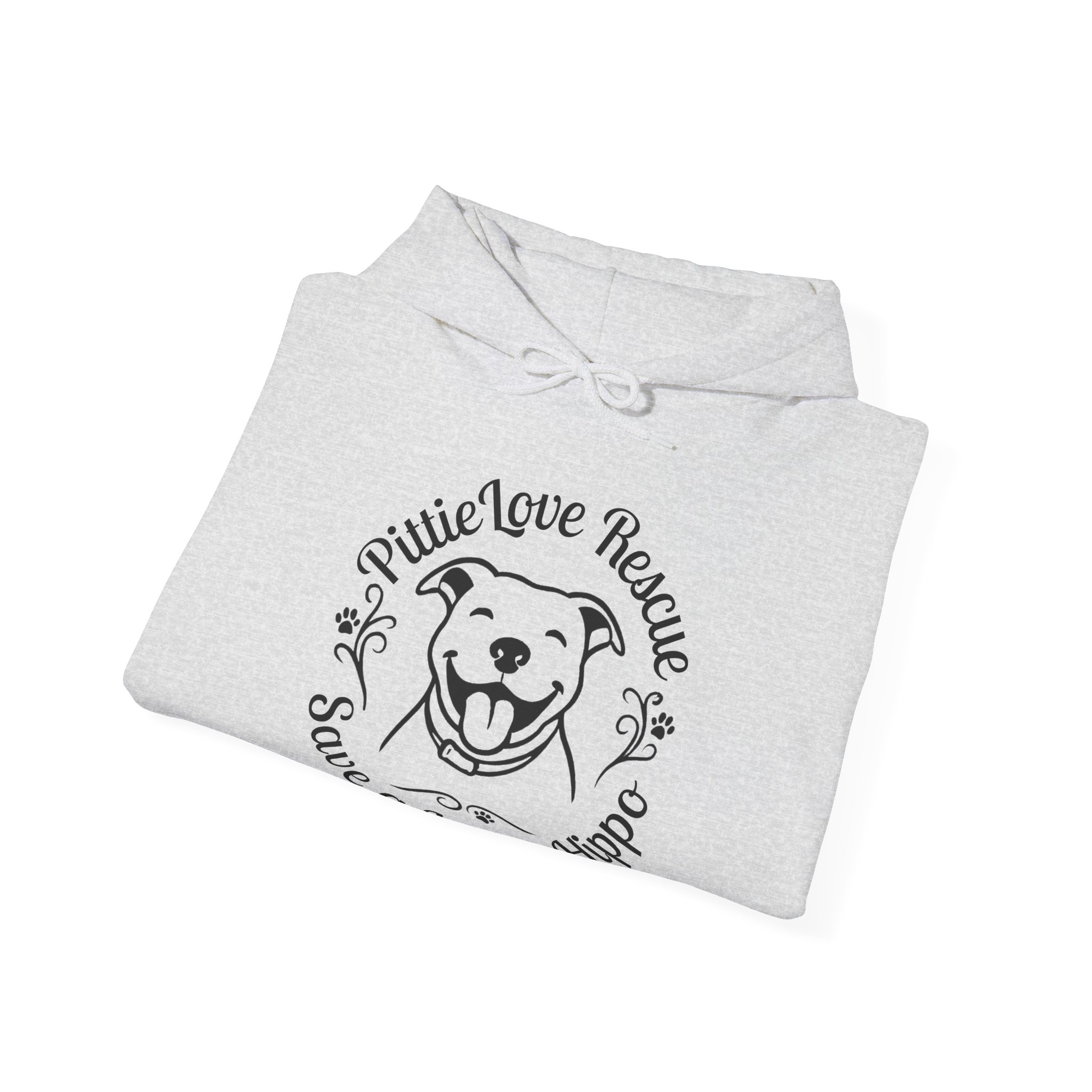 Pit Bull Rescue Hoodie – "PittieLove Rescue: Save a Velvet Hippo" Paw-Print Sweatshirt - Image 4