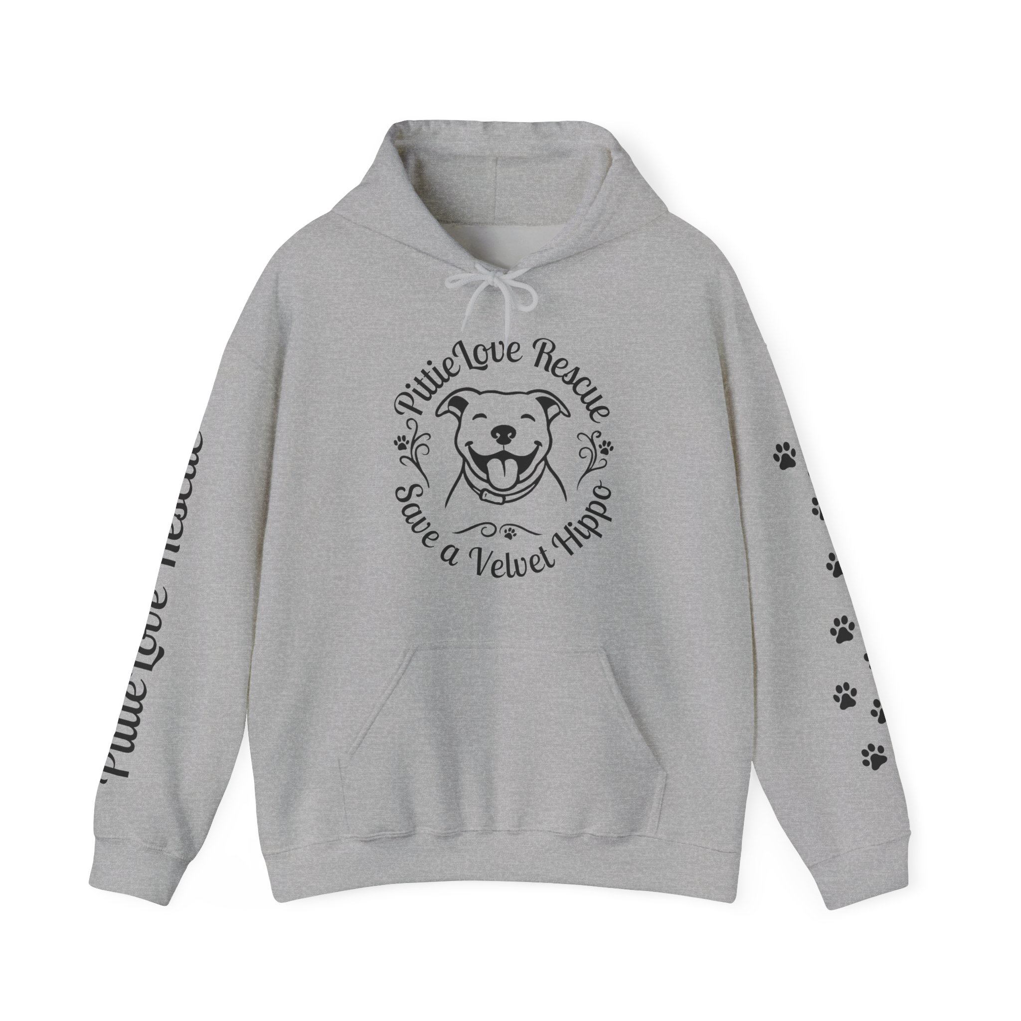 Pit Bull Rescue Hoodie – "PittieLove Rescue: Save a Velvet Hippo" Paw-Print Sweatshirt - Image 12