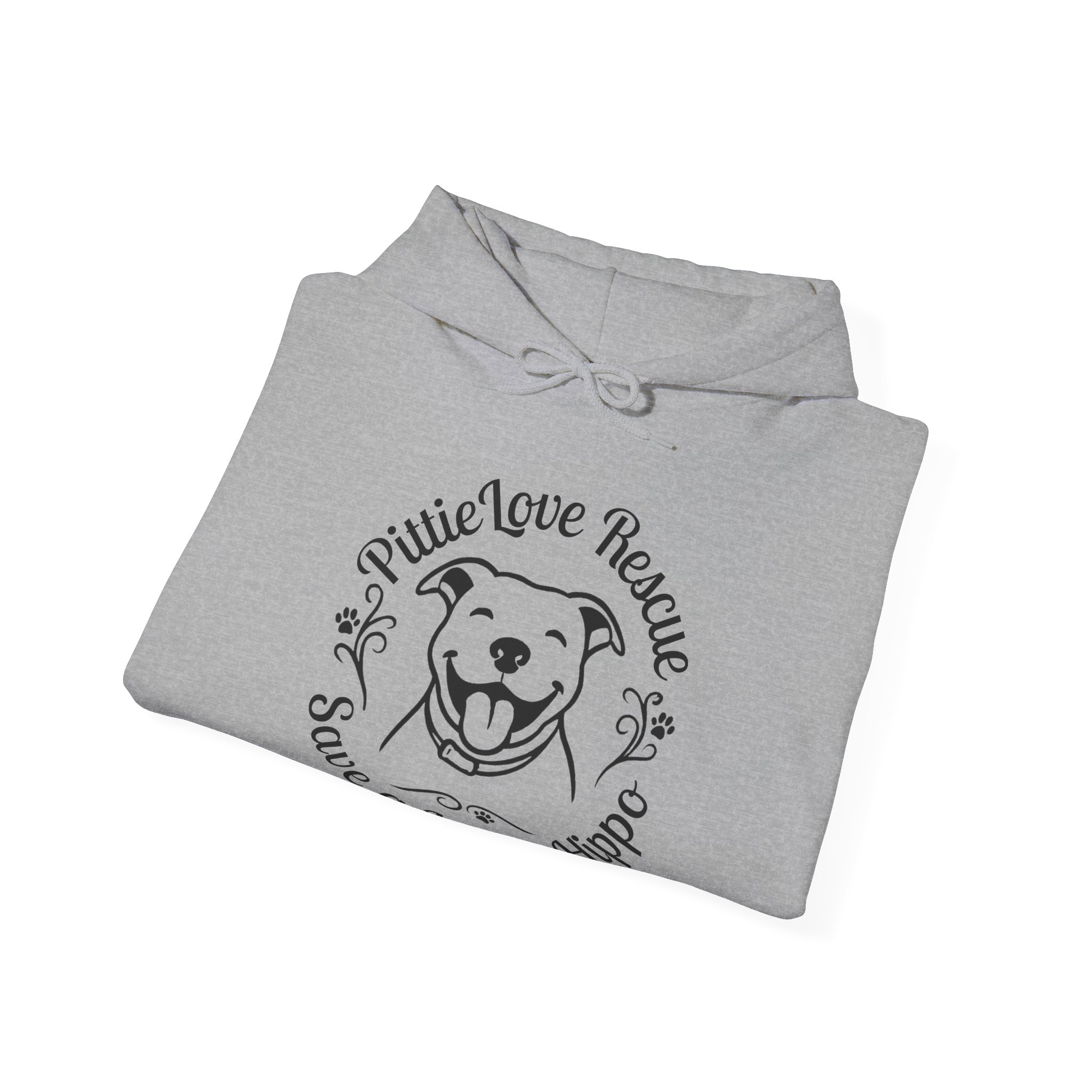 Pit Bull Rescue Hoodie – "PittieLove Rescue: Save a Velvet Hippo" Paw-Print Sweatshirt - Image 11