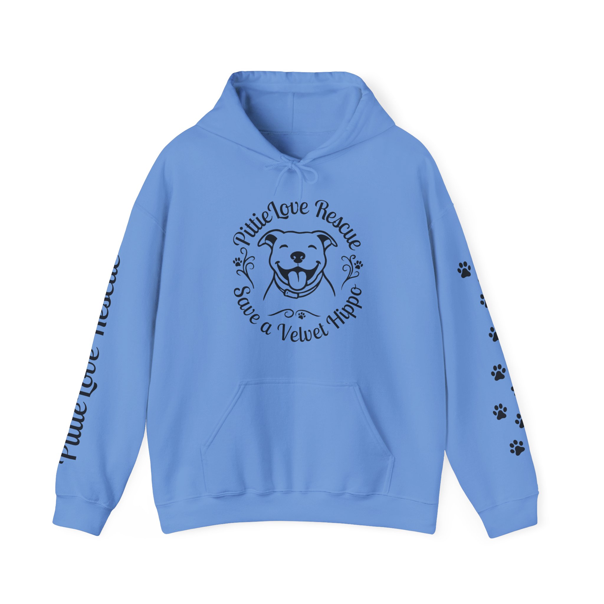 Pit Bull Rescue Hoodie – "PittieLove Rescue: Save a Velvet Hippo" Paw-Print Sweatshirt - Image 20