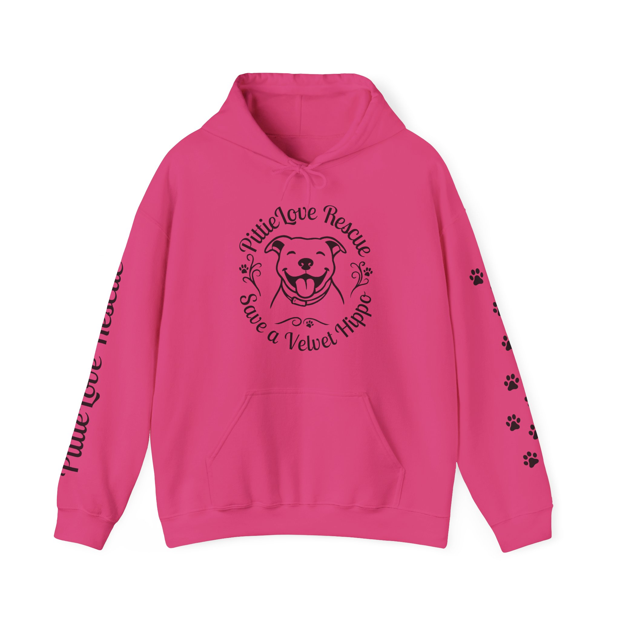 Pit Bull Rescue Hoodie – "PittieLove Rescue: Save a Velvet Hippo" Paw-Print Sweatshirt - Image 28