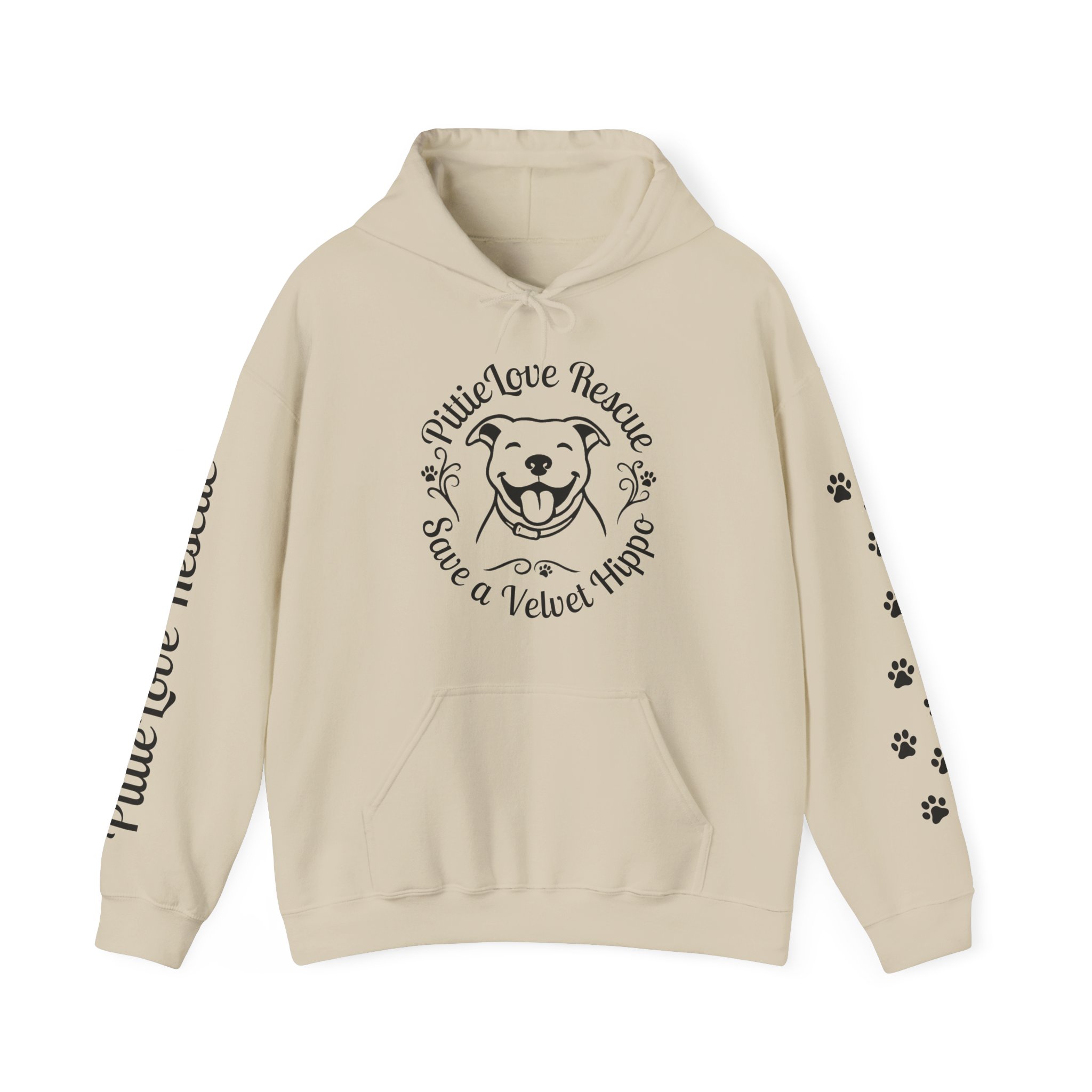 Pit Bull Rescue Hoodie – "PittieLove Rescue: Save a Velvet Hippo" Paw-Print Sweatshirt - Image 8