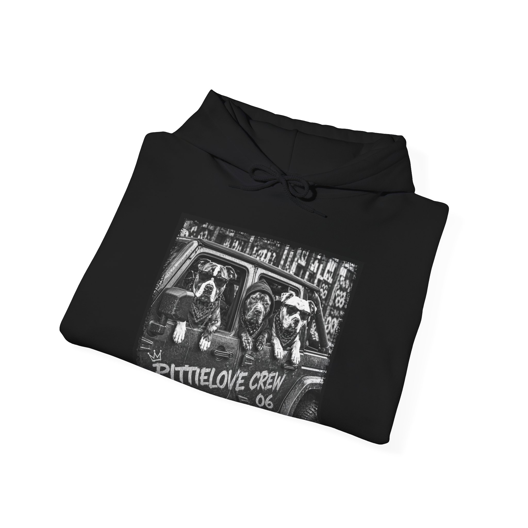 Pittie Crew Vintage Hoodie — 'PittieLove Crew '06' Retro Dog Car Graphic Hoodie - Image 4