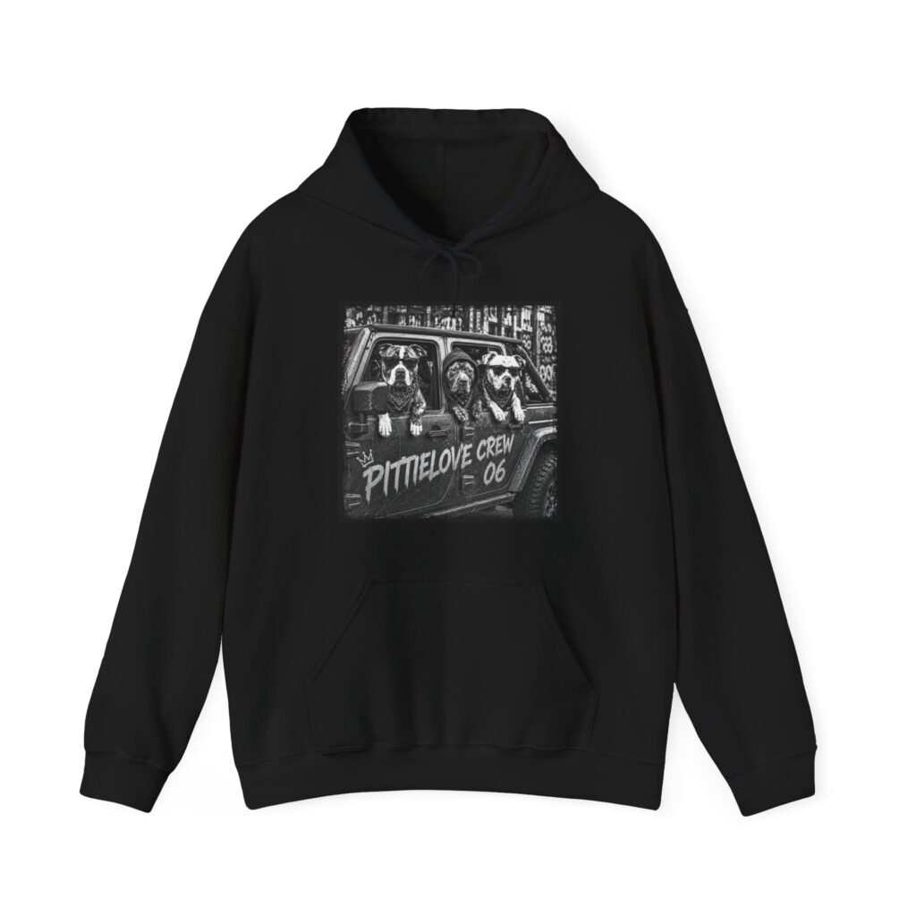 Pittie Crew Vintage Hoodie — 'PittieLove Crew '06' Retro Dog Car Graphic Hoodie