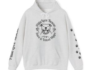 Pit Bull Rescue Hoodie – "PittieLove Rescue: Save a Velvet Hippo" Paw-Print Sweatshirt